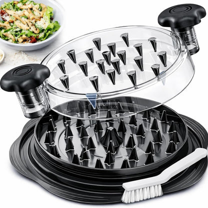 Chicken Shredder Tool Large Capacity with Twist Handle, Visible Meat Shredder for Chicken Breast, Pork & Beef, Anti-Slip Base, BPA-Free with Cleaning Brush