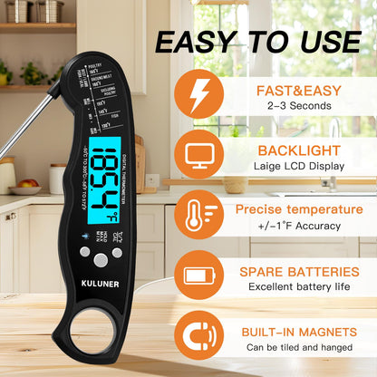 KULUNER Digital Instant Read Meat Thermometer for Cooking, Food,Grill