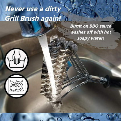 Bristle Free Grill Brush with Scraper - Safe BBQ Grill Cleaner Brush - 10-Inch BBQ Brush for Grill Cleaning Kit - Gifts for Grill Wizard