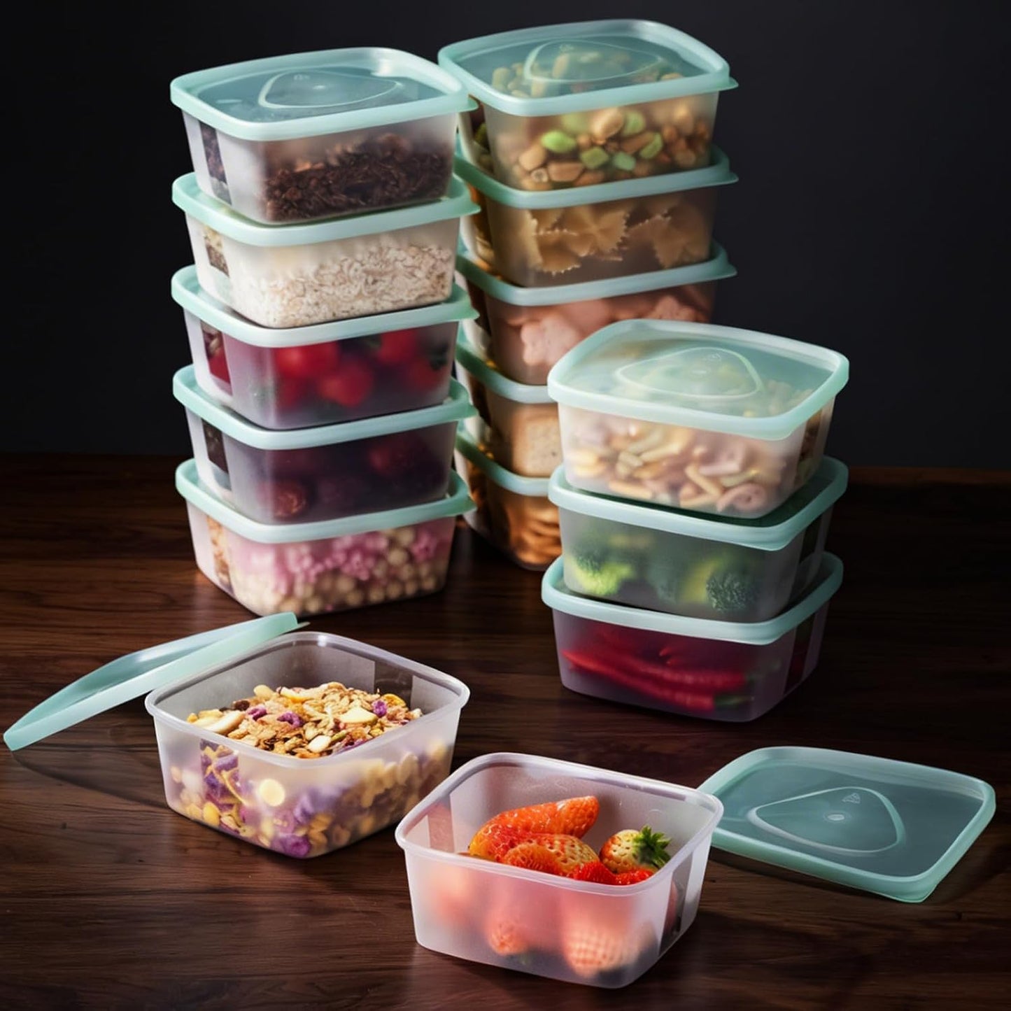 LivLab Mker 20 PCS Food Storage Containers with Lids - Reusable Meal Prep Containers Bpa-Free Freezer Lunch Boxes for Leftovers, Snack, Fruits, Salad - 10Sets | 20 fl oz | 2.5 Cups