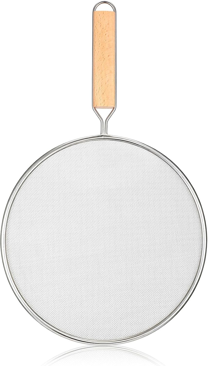 8.3Inch Grease Splatter Screen, Stainless Steel Splatter Screen for Frying Pan with Wood Handle Grease Splatters Guard Hot Oil Splash Protector Cover Oil Splash for Kitchen Cooking Supplies