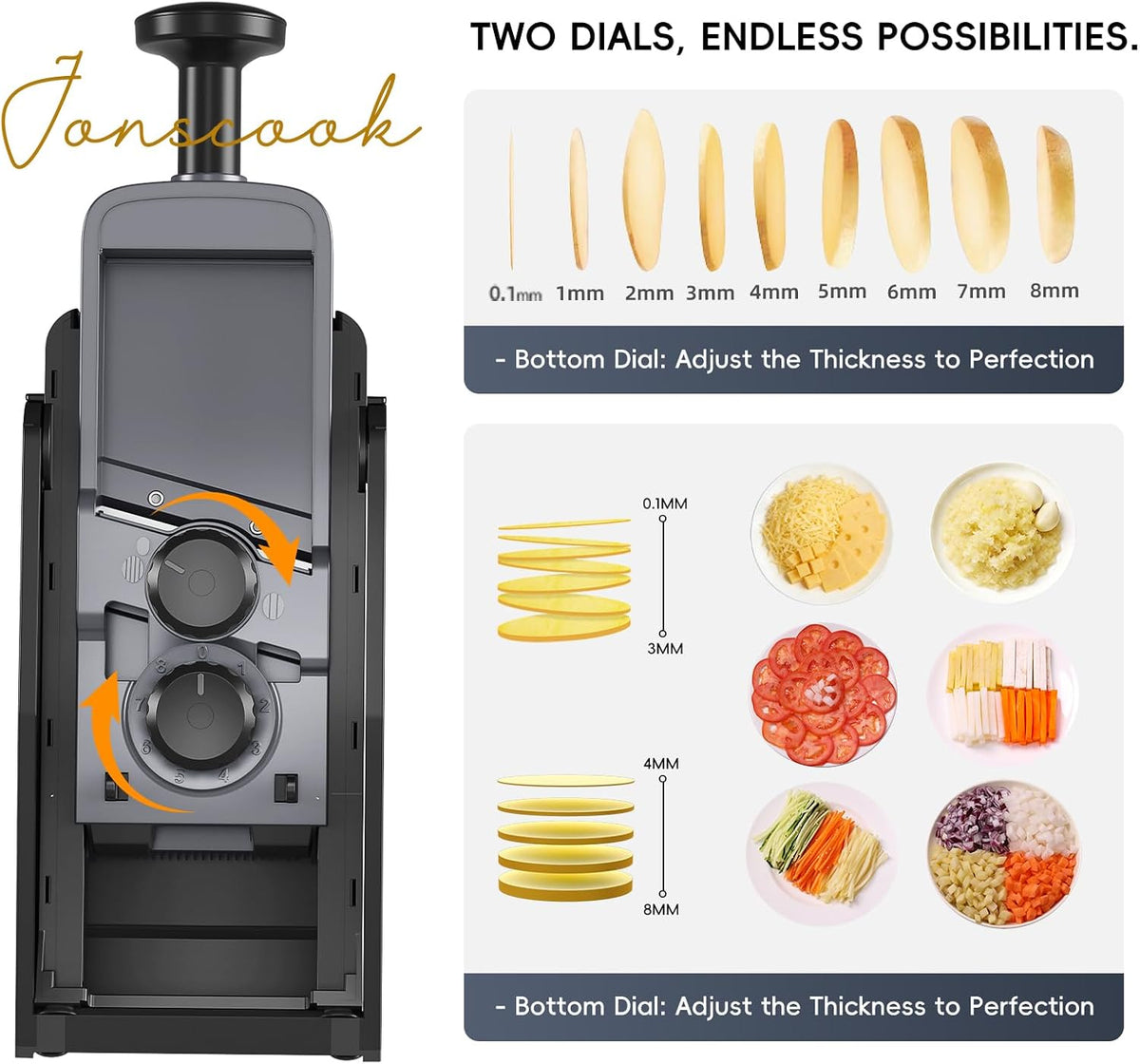 7-in-1 Safe Mandoline Slicer for Kitchen, Vegetable Slicer with Container