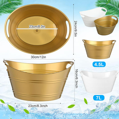 Patelai 6 Pcs Ice Buckets Bulk, Plastic Ice Buckets with Handles, Oval Storage Tub, Large Capacity Drink Tub for Party Bar Wine Beer Champagne Beverage Bottle Cooler(4.5 Liter,Clear)