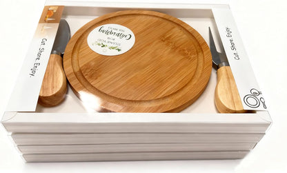 Upgraded storage-ready Small Cheese Board Set & Dessert Plate with Knife & Fork, 1-Pack 6-Inch Personal Charcuterie Tray, Bamboo, Gift-ready for Wedding, Bridal & Baby Shower Party