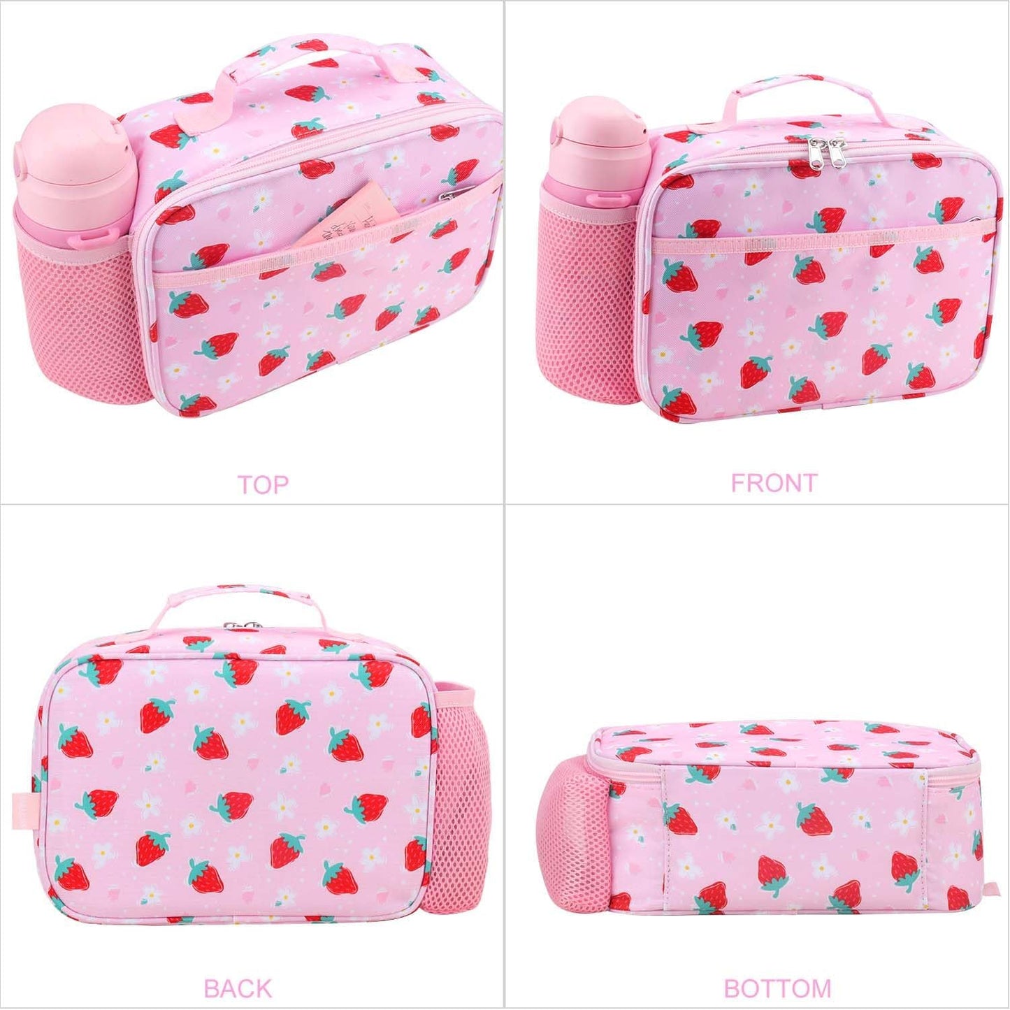 RHCPFOVR Kids Lunch Bag - Insulated Lunch Box for Boys Girls,Washable Lunch Bag and Reusable Toddler Leak-proof Lunchbox for School and Daycare - Colors A