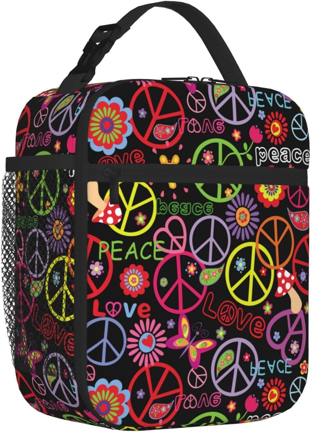 70s Retro Mushroom Floral Insulated Lunch Bag Reusable Cooler Lunch Box Portable Leakproof Thermal Container Tote Bags for Girls Boys School Travel