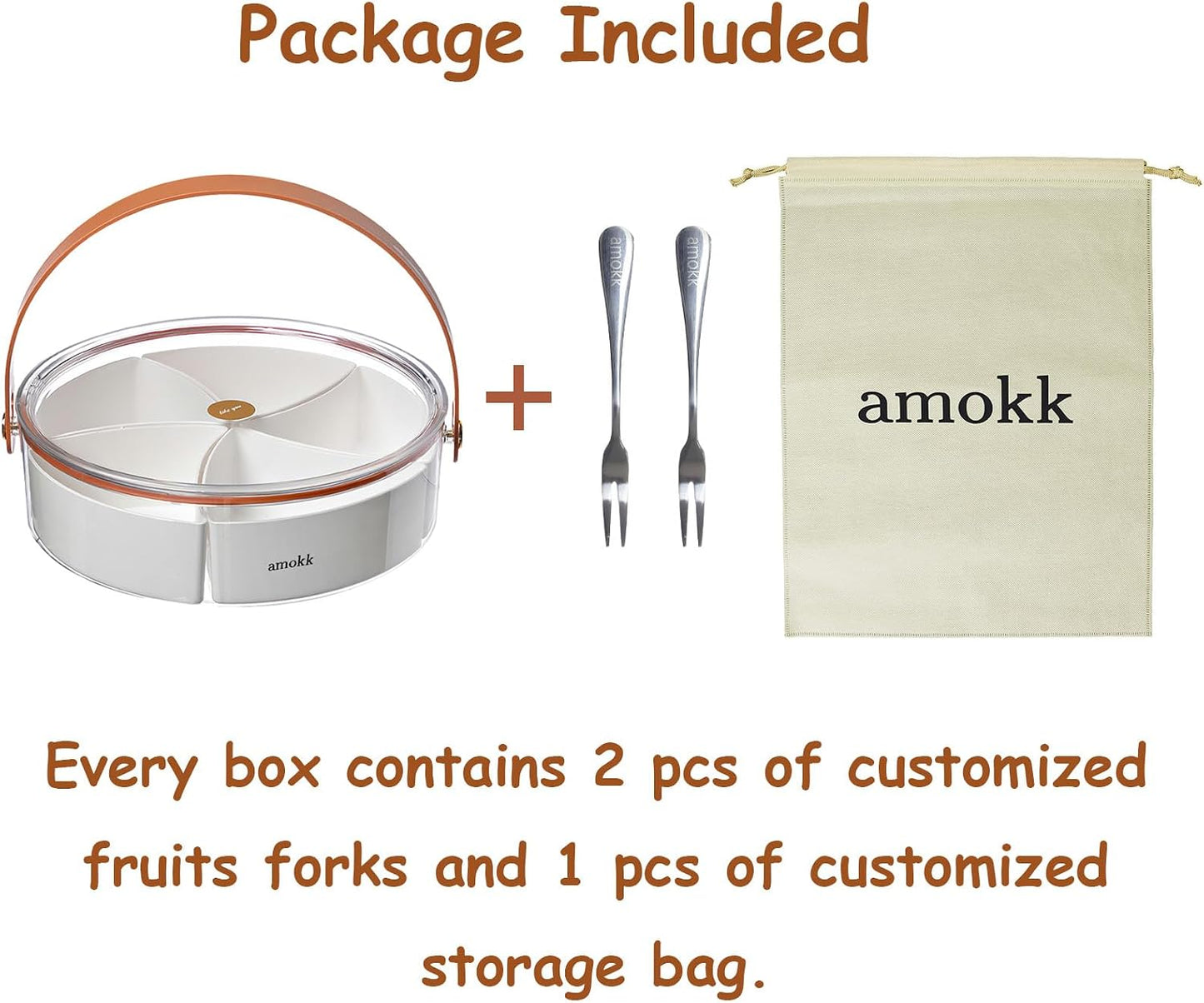 amokk Divided Serving Tray with Lid and Handle Snackle Box Charcuterie Container Portable Snack Platters for Candy, Fruits, Nuts, Snacks, for Parties, Entertaining, Picnic (Transparent)