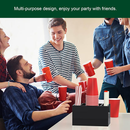 Double Cup Holder with Marker Slot, Party Cup Dispenser Acrylic Cup Organizer Mark Your Cup and Drink Up Caddy Modern Bar Counter Decor, Clear