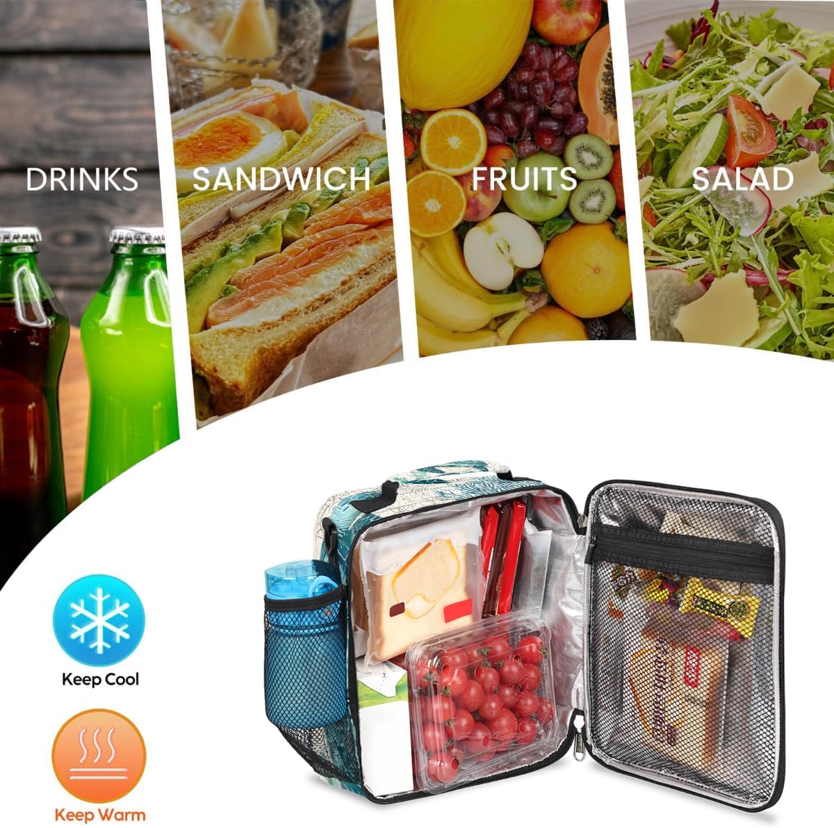 cfpolar Skull Skateboard Lunch Box for Boys Girls, Insulated Lunch Bags for Kids Reusable Mini Cooler Lunch Tote Lunchbox Thermal Meal Tote Kit with Shoulder Strap for Work School Picnic