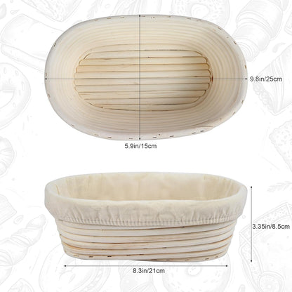 Banneton Bread Proofing Basket, 10 inch Oval Banneton Basket,Sourdough Proofing Basket,Bread Bowl Handmade Rattan Baskets and Liners for Professional & Home Sourdough Bread Baking