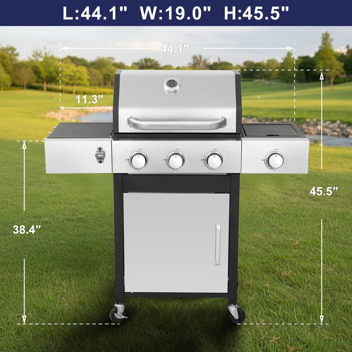 69,000 BTU 6+1 Burner Propane Gas Grill with Cast Iron Grids & Griddle Plate, Double-Wall Stainless Steel Lid – Even Heat, Easy Clean, Perfect for Backyard BBQ