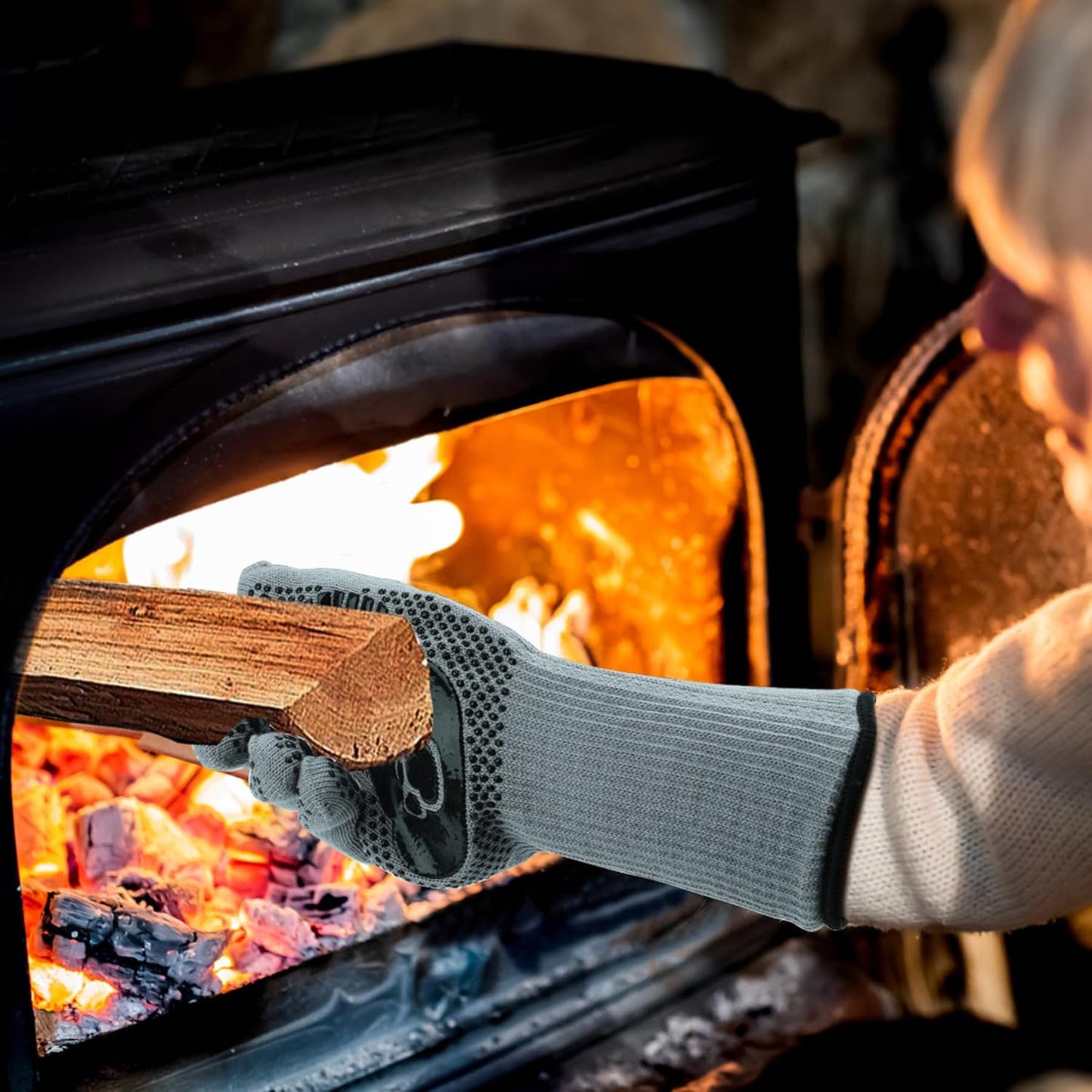 UBeesize Lengthen BBQ Gloves (Phoenix), 1472°F Heat Resistant Grill Glove, 14 inch Fireproof Oven Gloves for Cooking, Non-Slip Fire Glove for Grilling, Barbecue, Smoker, Baking, Frying