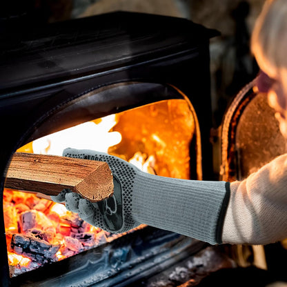 UBeesize Lengthen BBQ Gloves (Phoenix), 1472°F Heat Resistant Grill Glove, 14 inch Fireproof Oven Gloves for Cooking, Non-Slip Fire Glove for Grilling, Barbecue, Smoker, Baking, Frying