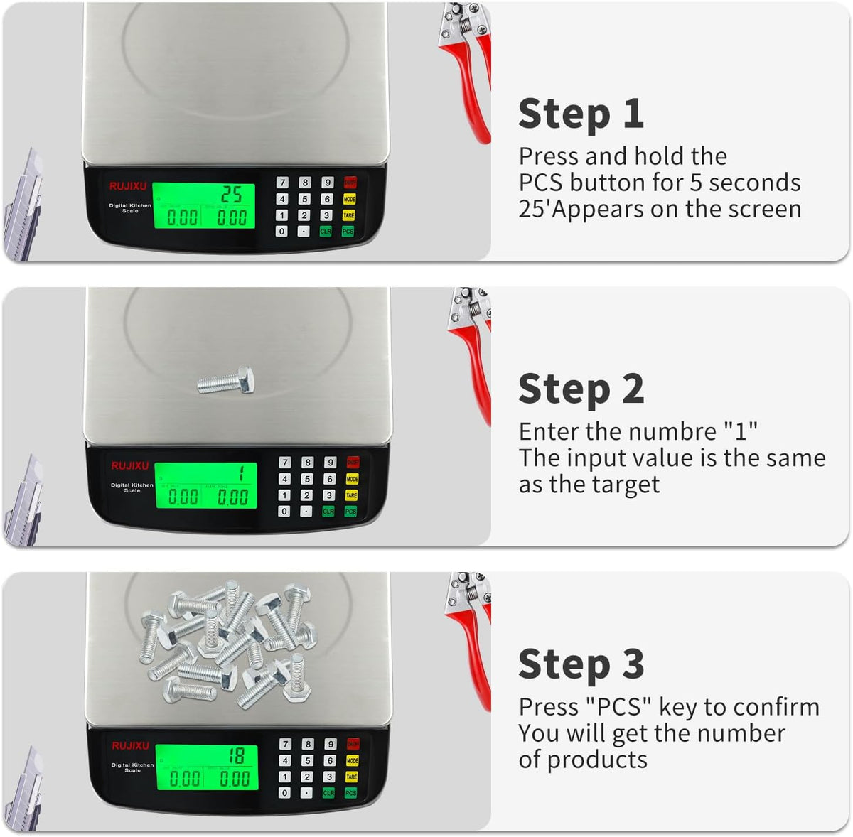 Large Digital Kitchen Scale 30KG Commercial Food Scale 66LB for Baking Bread Meat Stainless Steel Price Computing Scale LCD Display,Prep Counting Scale for Parts and Coins Adapter Included