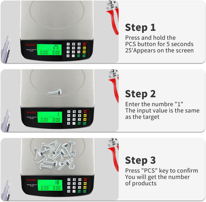 Large Digital Kitchen Scale 30KG Commercial Food Scale 66LB for Baking Bread Meat Stainless Steel Price Computing Scale LCD Display,Prep Counting Scale for Parts and Coins Adapter Included