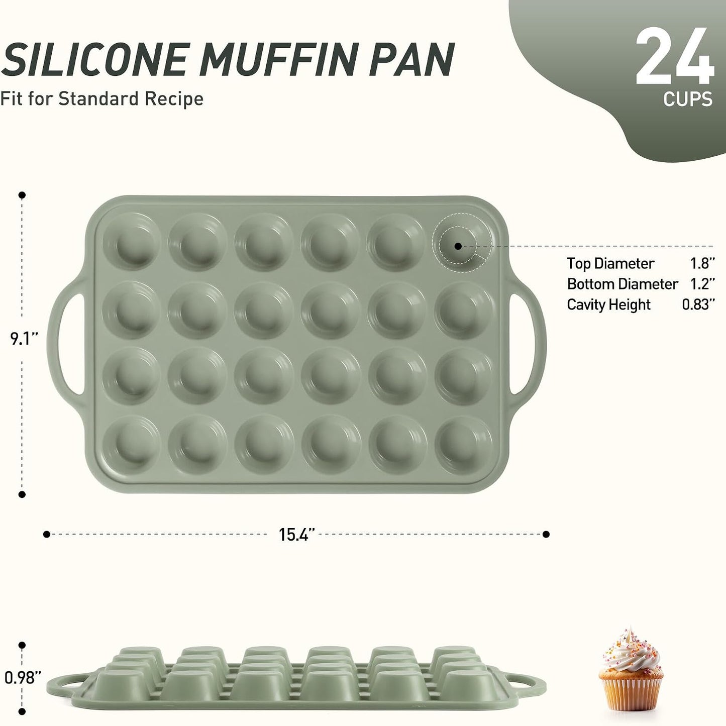 2 Packs 12 Cups Silicone Muffin Pan for Baking with Metal Reinforced Frame Regular Size Cupcake Pan Tray Egg Bites Silicone Cookie Molds Muffin Tin Tart Pans Sheet Set for Oven Dishwasher Safe