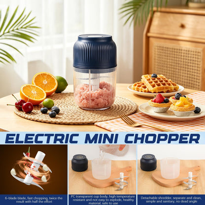 Electric Garlic Chopper 350ml, Cordless & Powerful 6 Stainless Steel Blades