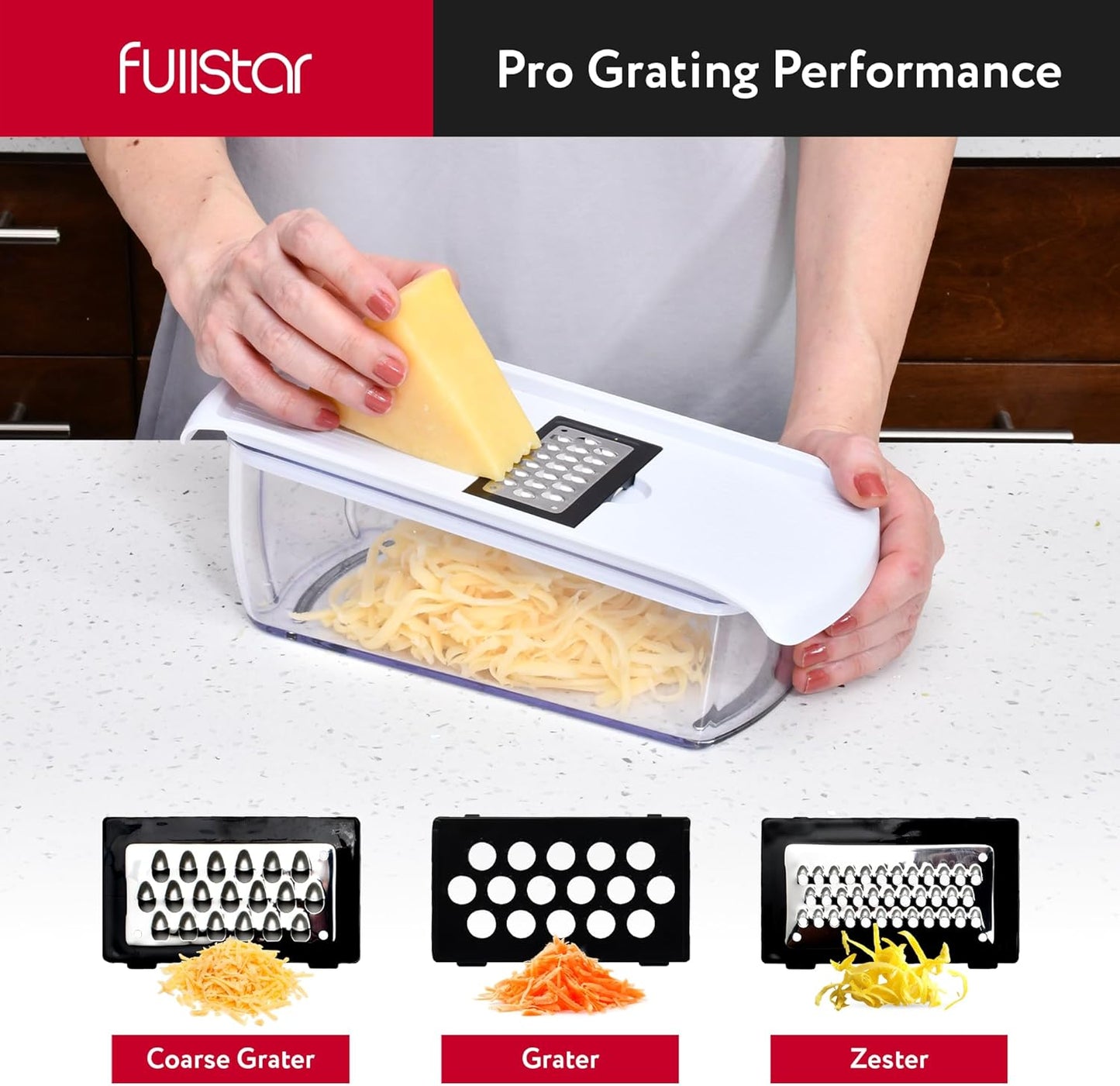 Fullstar Core Vegetable Chopper - Chop and Slice Lid - Food Chopper with Container, Veggie Chopper, Fruit Slicer, Onion Dicer - Meal Prep Essential - Kitchen Gadgets and Gifts (6-in-1, White/Black)