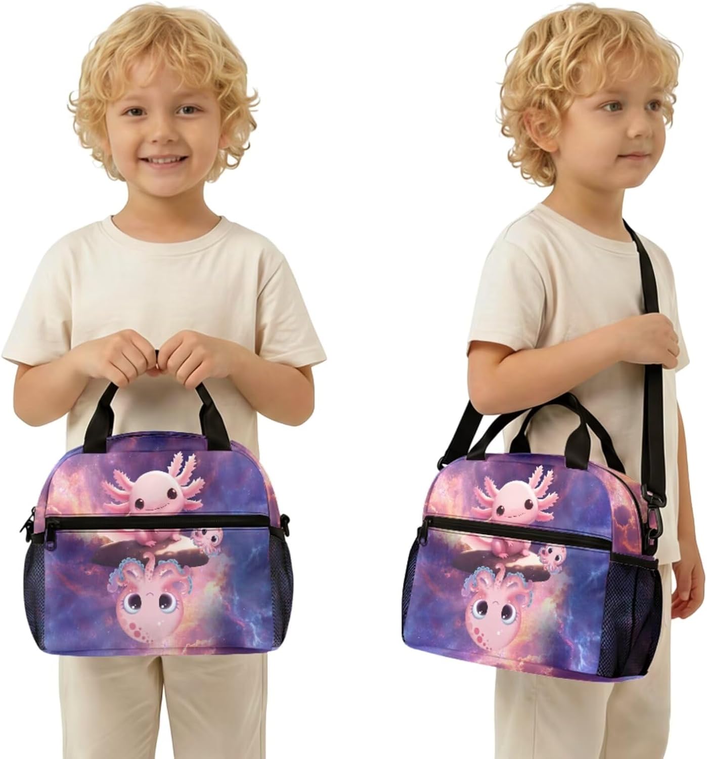 Cute Capybara Pizza Backpack for Girls, 5 Pcs Boys School Bag Set for Kids, 17 Inch Backpacks Lunch Pencil Box Reusable Utensils Case Set for Middle Elementary School, 3rd Grade Backpack