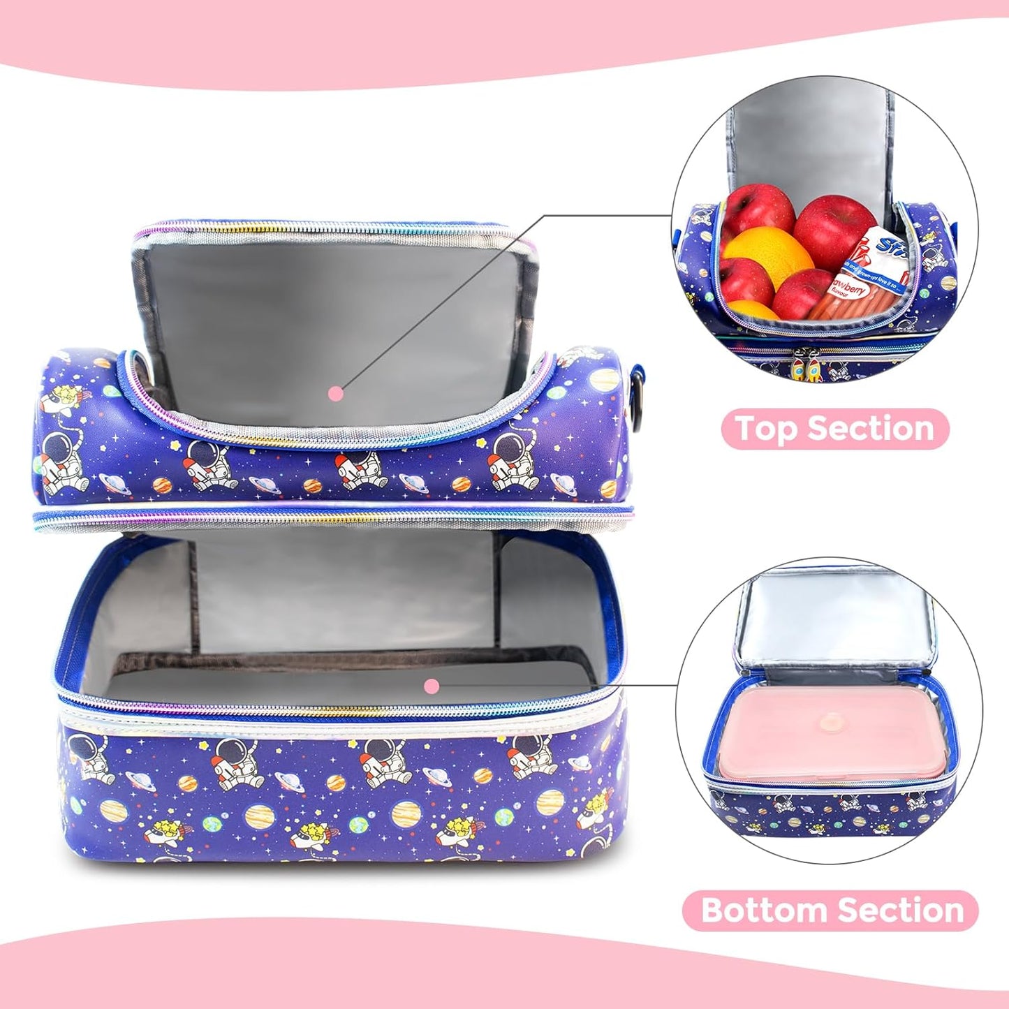 RLGPBON Lunch Bag Kids,Boys Lunch Box,Space Lunch Bag Toddler Teen Boys,School Daycare Cute Travel bags