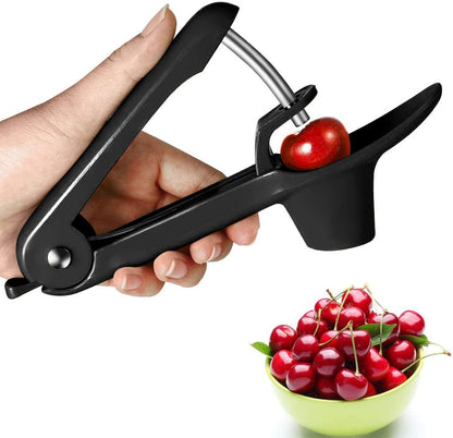 Cherry Pitter, YISSCEN Cherry Olive Seed Remover Tool with Food-Grade Silicone Cup, Heavy-Duty Cherry Stoner/Cherry Core Remover/Oliver Pitter with Space-Saving Lock Design (Black)