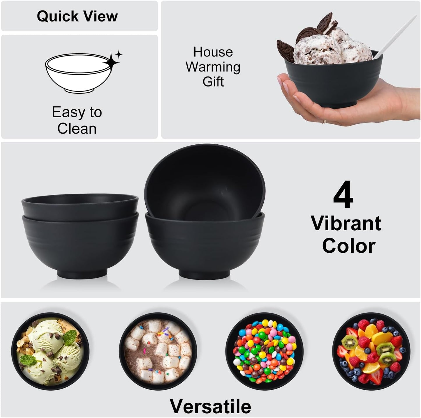 Wheat Straw Bowl Sets,8 PCS Unbreakable Cereal Bowl 26 OZ,Microwave and Dishwasher Safe Bowls,Bowl Sets for Camping and Picnic BPA Free Colorful Salad Bowls for Serving Soup,Oatmeal and Fruit Etc…