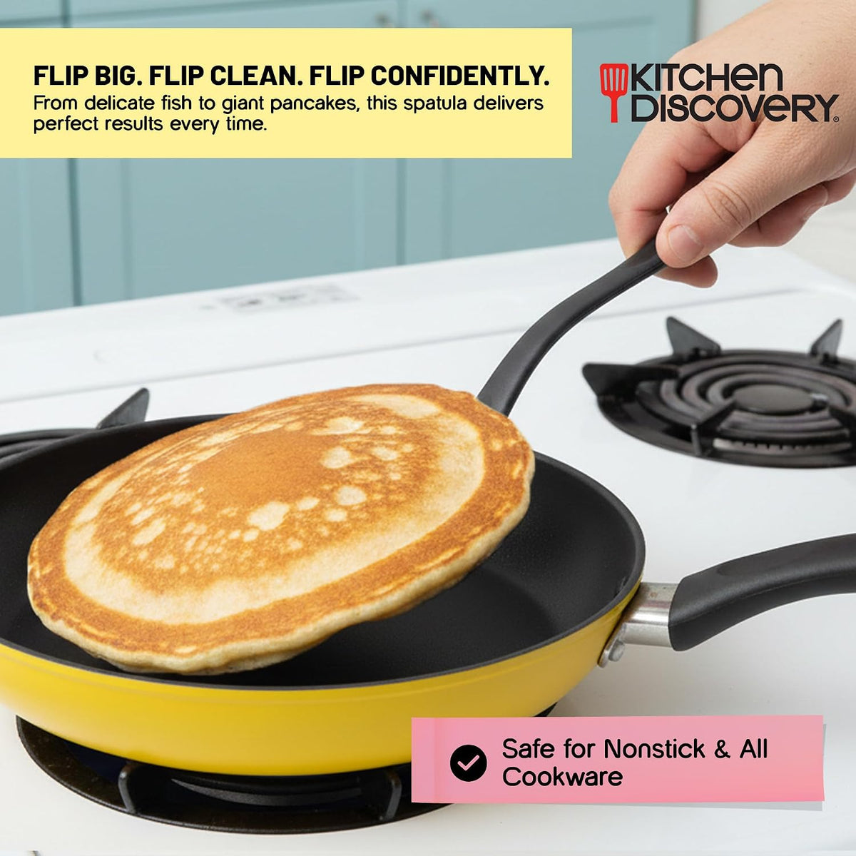 Kitchen Discovery Extra Wide Spatula Flipper, 7 in, Nylon