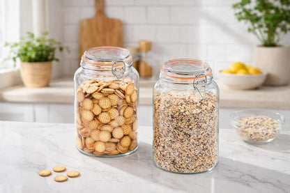 1 Gallon Glass Jars, Wide Mouth Airtight Lids, Food Storage 2 Pack