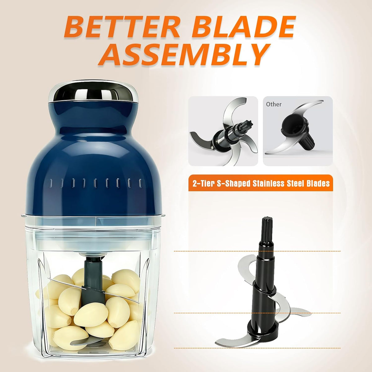 Brigii Electric Garlic Mincer & Onion Chopper, 3-Cup Mini Food Processor