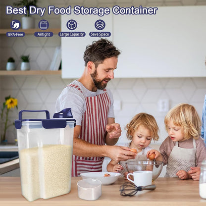 Komzon Rice Storage Containers, Rice dispenser with Pouring Spout Portable Handle for Flour, Pasta, Grain and Baking, Pet Dog Cat Bird Food Container 20 LB Grey