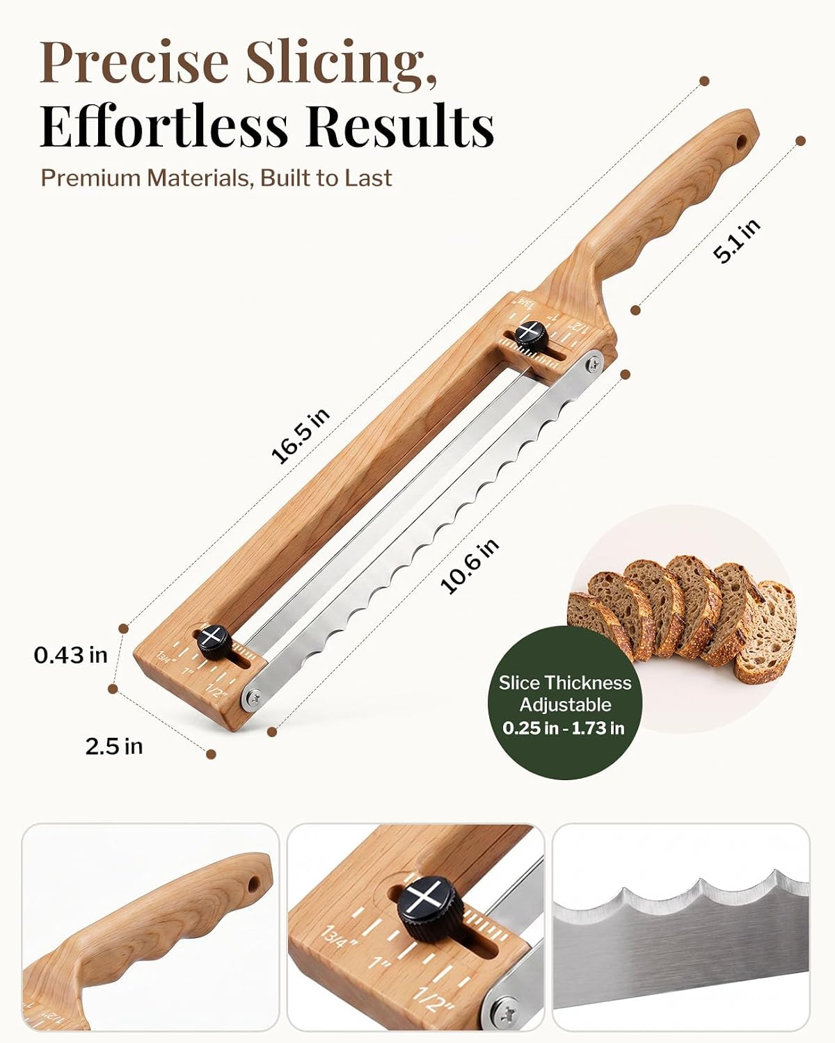 Adjustable Bread Knife, Ambidextrous Design Bread Slicer for Homemade Bread
