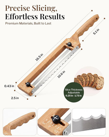 Adjustable Bread Knife, Ambidextrous Design Bread Slicer for Homemade Bread
