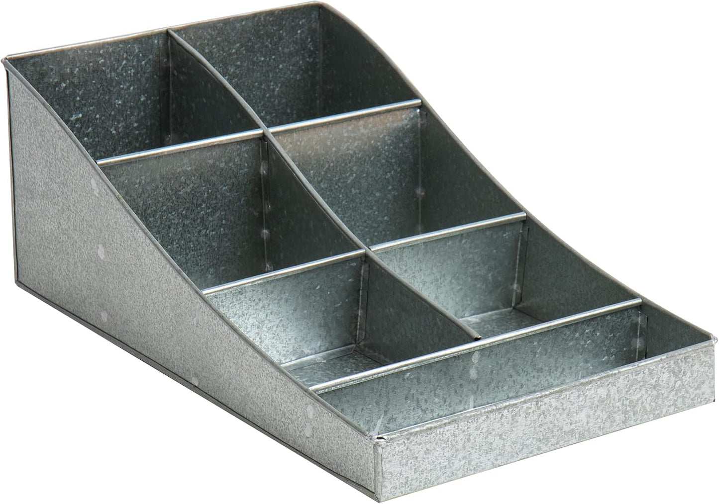 Mind Reader Cup and Condiment Station, Countertop Organizer, Coffee Bar, Galvanized Metal, 8.5"L x 14.5"W x 5.25"H, Silver