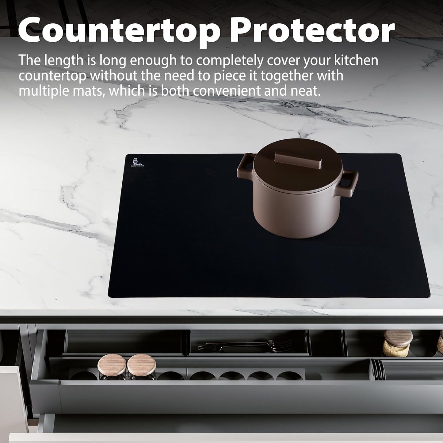 Super Kitchen Extra Large Multipurpose Silicone Nonstick Baking Mat, Pastry Mat, Heat Resistant Nonskid Table Mat, Countertop Protector, 23.4'' By 15.6''(Cool Gray)