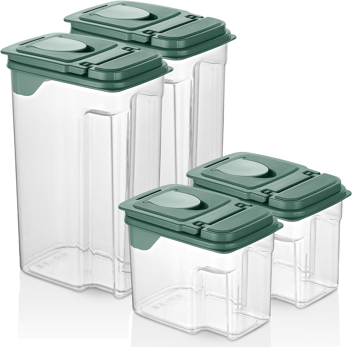 Tribello Food Storage Dispenser with Pour Spout Lid – Pantry Bin – Clear Slim Food Storage Container for Rice, Sugar, Cereal – BPA Free - Kitchen Organization (Small 1.9 Quarts - 2pack)