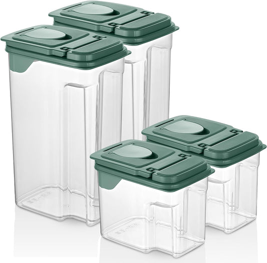 Tribello Food Storage Dispenser with Pour Spout Lid – Pantry Bin – Clear Slim Food Storage Container for Rice, Sugar, Cereal – BPA Free - Kitchen Organization (Small 1.9 Quarts - 2pack)