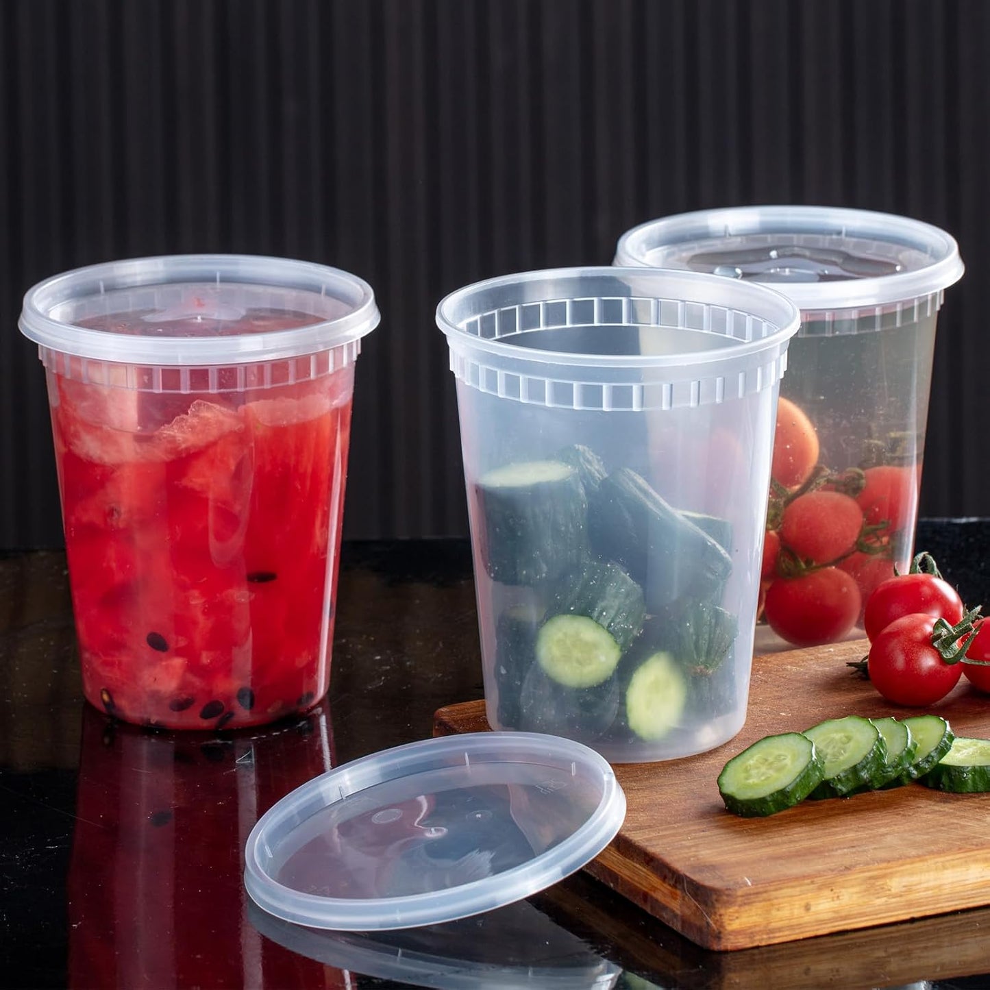 30oz Meal Prep Containers Bulk 50-Pack - 2-Compartment with Lids, Leakproof, Microwave/Freezer/Dishwasher Safe - Commercial Food Storage, Black