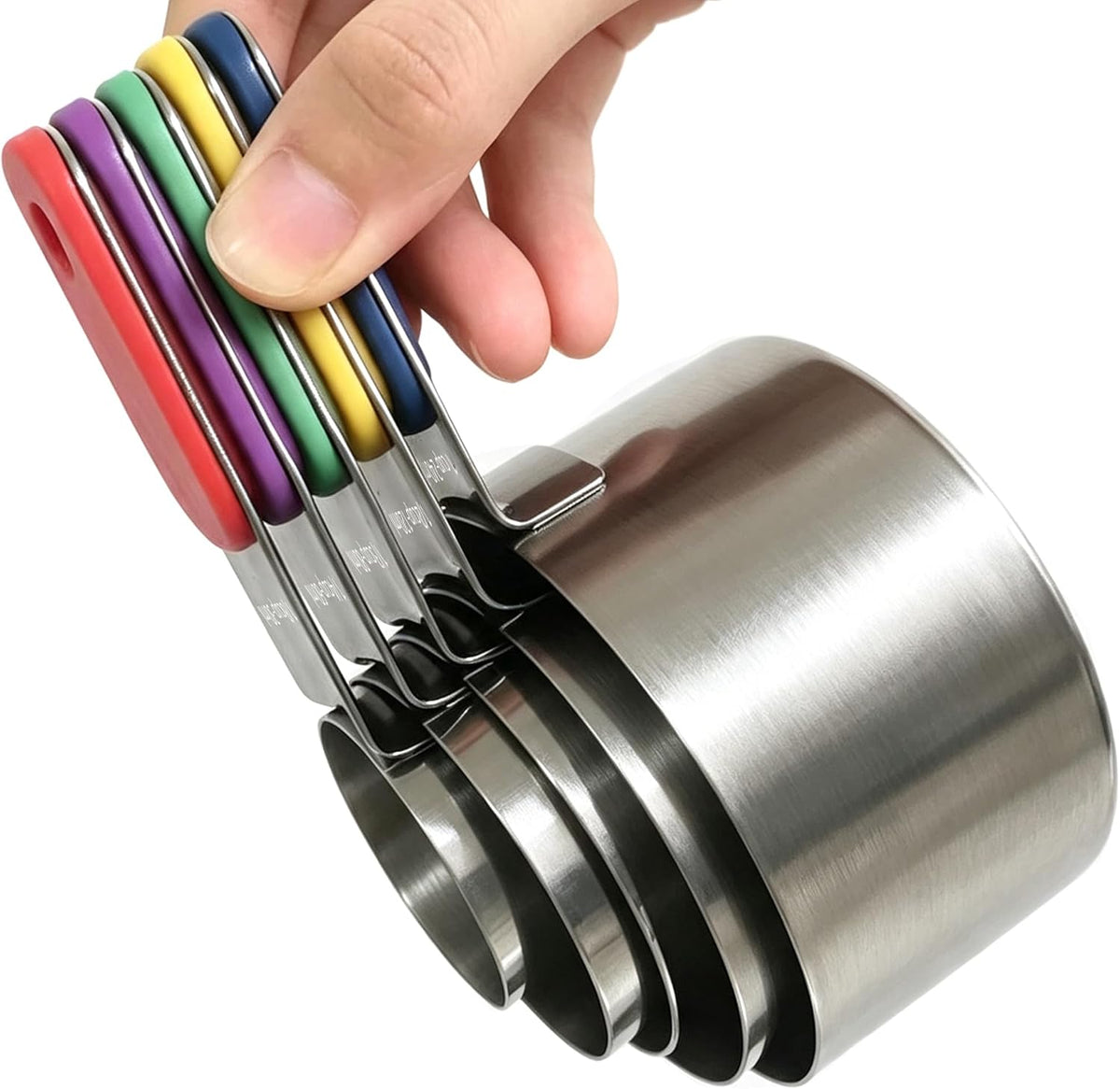 Magnetic Handles Stainless Steel Measuring Cups, Black, Kitchen Gadgets for Measure Liquid and Dry Ingredients, Cooking & Baking