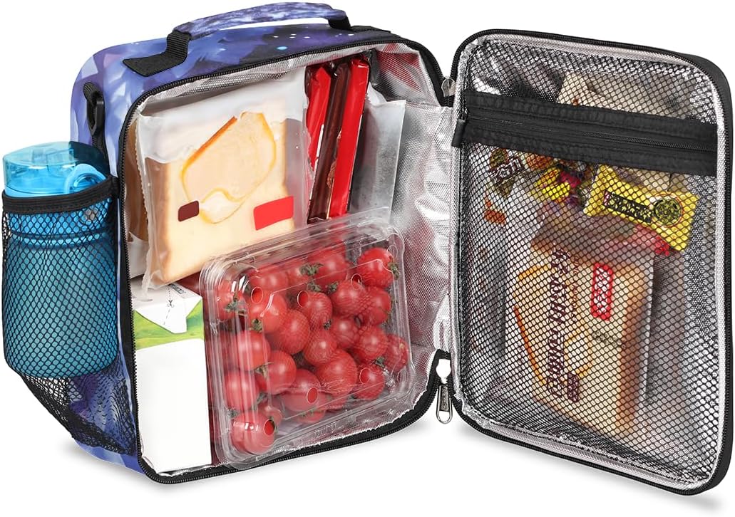 cfpolar Skull Skateboard Lunch Box for Boys Girls, Insulated Lunch Bags for Kids Reusable Mini Cooler Lunch Tote Lunchbox Thermal Meal Tote Kit with Shoulder Strap for Work School Picnic