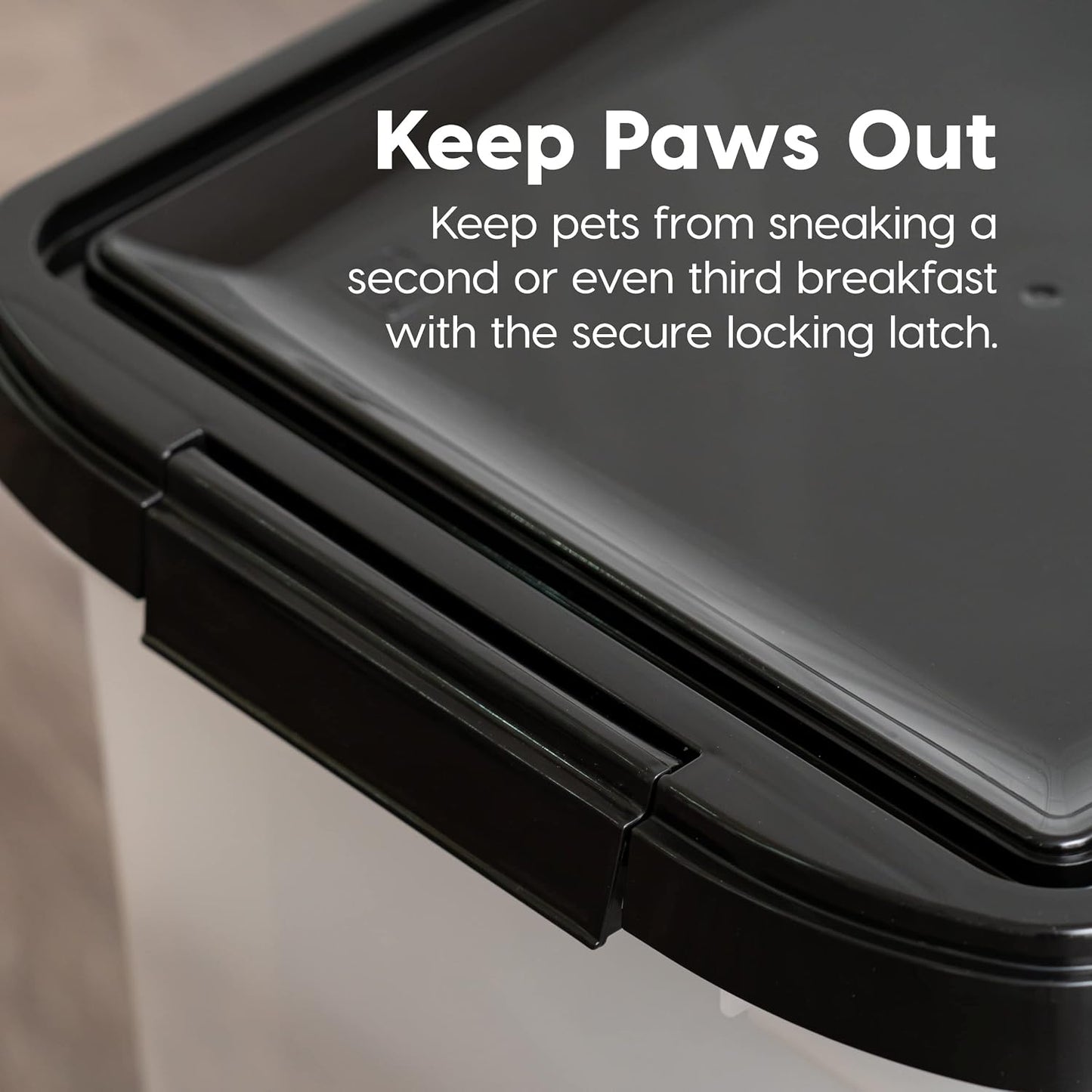 IRIS USA Airtight Dog Food Storage Container, WeatherPro, Up to 25 lbs, Removable Wheels, for Dog Cat Bird and Other Pet Food Storage Bin, Keep Fresh, Translucent Body, Made in USA, Clear/Black