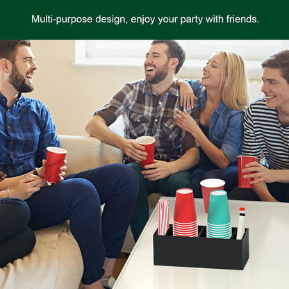 Double Cup Holder with Marker Slot, Party Cup Dispenser Acrylic Cup Organizer Mark Your Cup and Drink Up Caddy Modern Bar Counter Decor, Clear