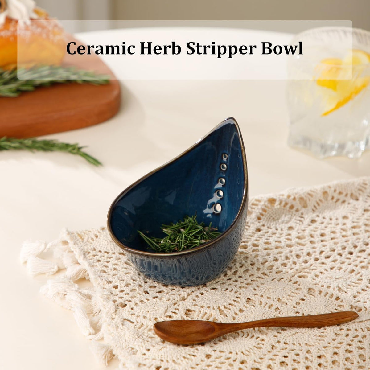Herb Stripper Bowl, Ceramic Herb Peeling Bowl, Herbs Leaf Stripping Tool