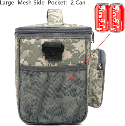 FlowFly Insulated Reusable Lunch Bag Adult Large Lunch Box for Women and Men with Adjustable Shoulder Strap,Front Zipper Pocket and Dual Large Mesh Side Pockets,Cherry - Colors A