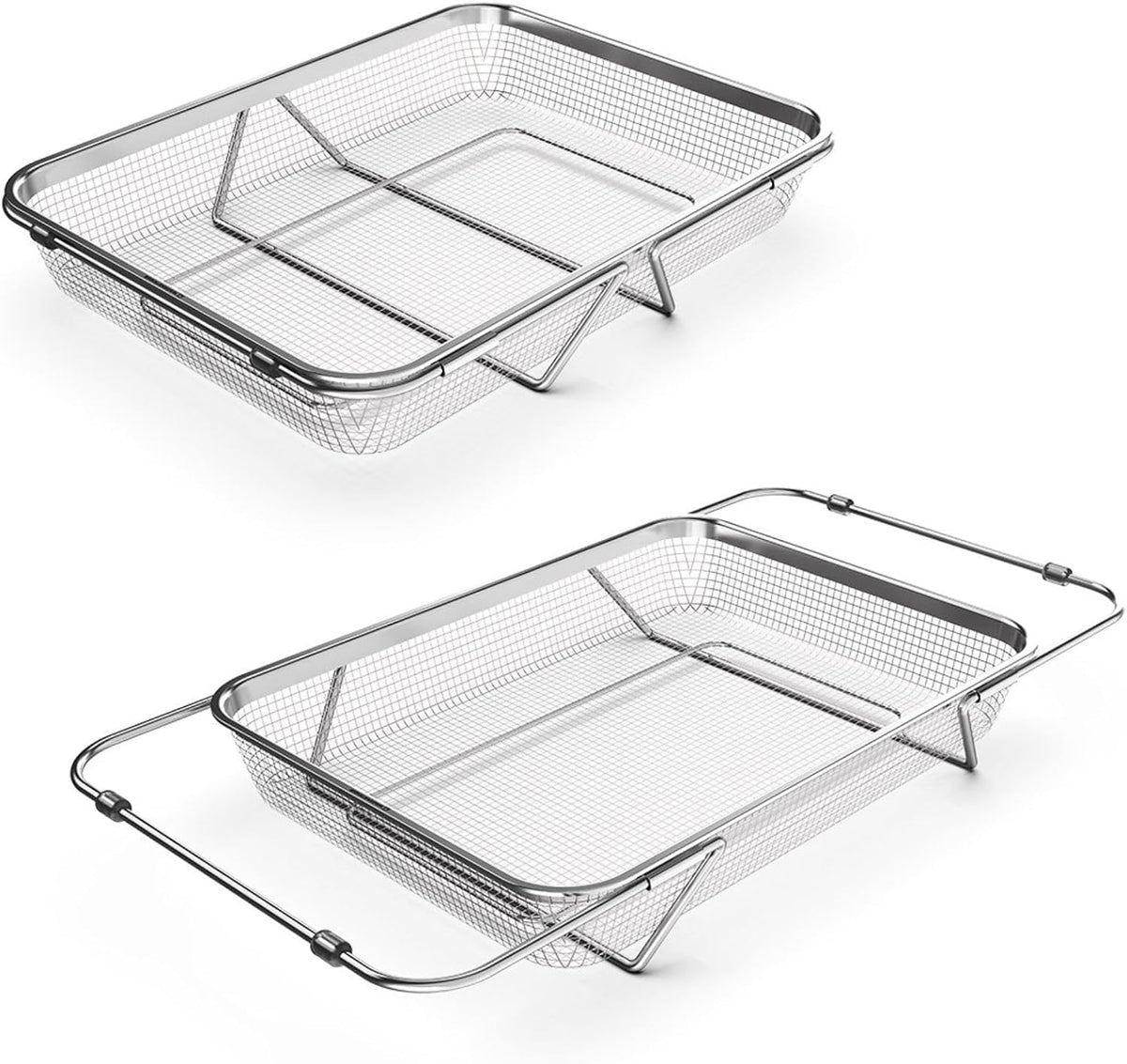 WAGENSTEIGER Extendable Dish Rack with Feet, Vegetable Colander Basket, Stainless Steel Dish or Silverware Drying Rack, Ultimate Kitchen Organizer Over the Sink (11.81 x 8.27 x 2.76 Inches)