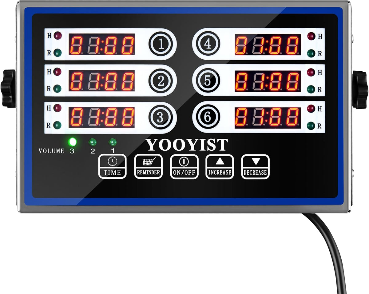 6 Channel Commercial Kitchen Timer Digital Stainless Steel Timer