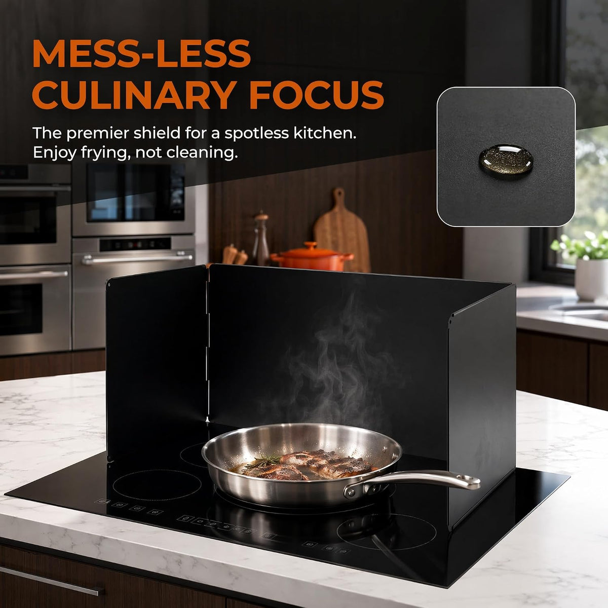 Foldable Kitchen Splash Guard, U-Shaped or 2 L-Shaped Stove Backsplash