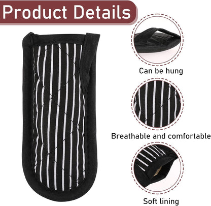 4 Pieces Hot Handle Covers Heat Resistant Pot Sleeve Grip Cotton Cast Iron Skillet Handle Covers Non-Slip Machine Washable Handle Mitts for Baking Cooking BBQ Kitchen Cookwares