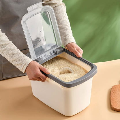 Food Storage Containers With Lids, Airtight Rice Dispenser, Large Capacity Storage Bins, BPA Free Plastic Sealed Holder Bin Dispenser, Pet Food Container, Rice Bucket for Cereal Grain Flour (white)