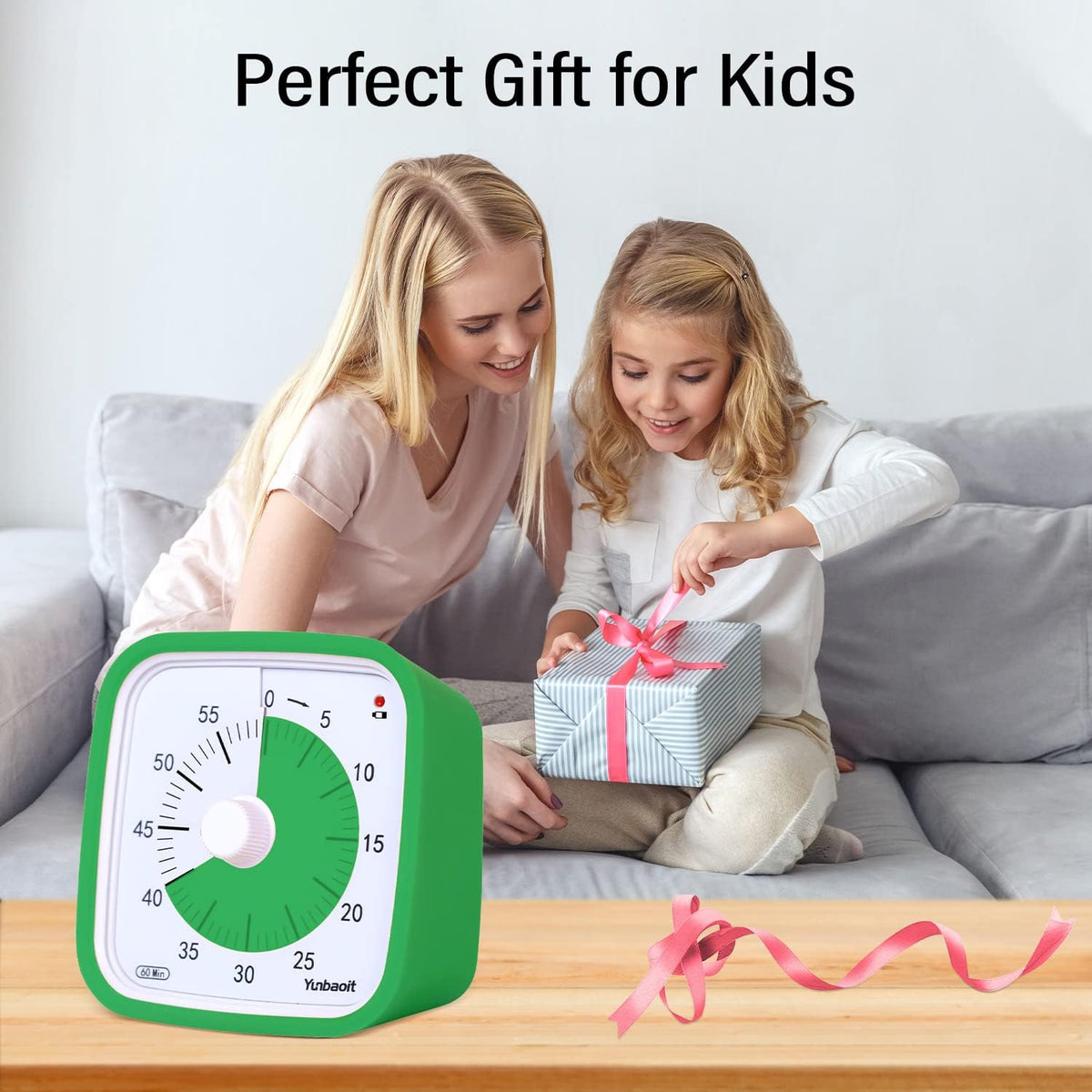 Yunbaoit Rainbow Visual Timer for Kids, 60-min Countdown Timer, Blue