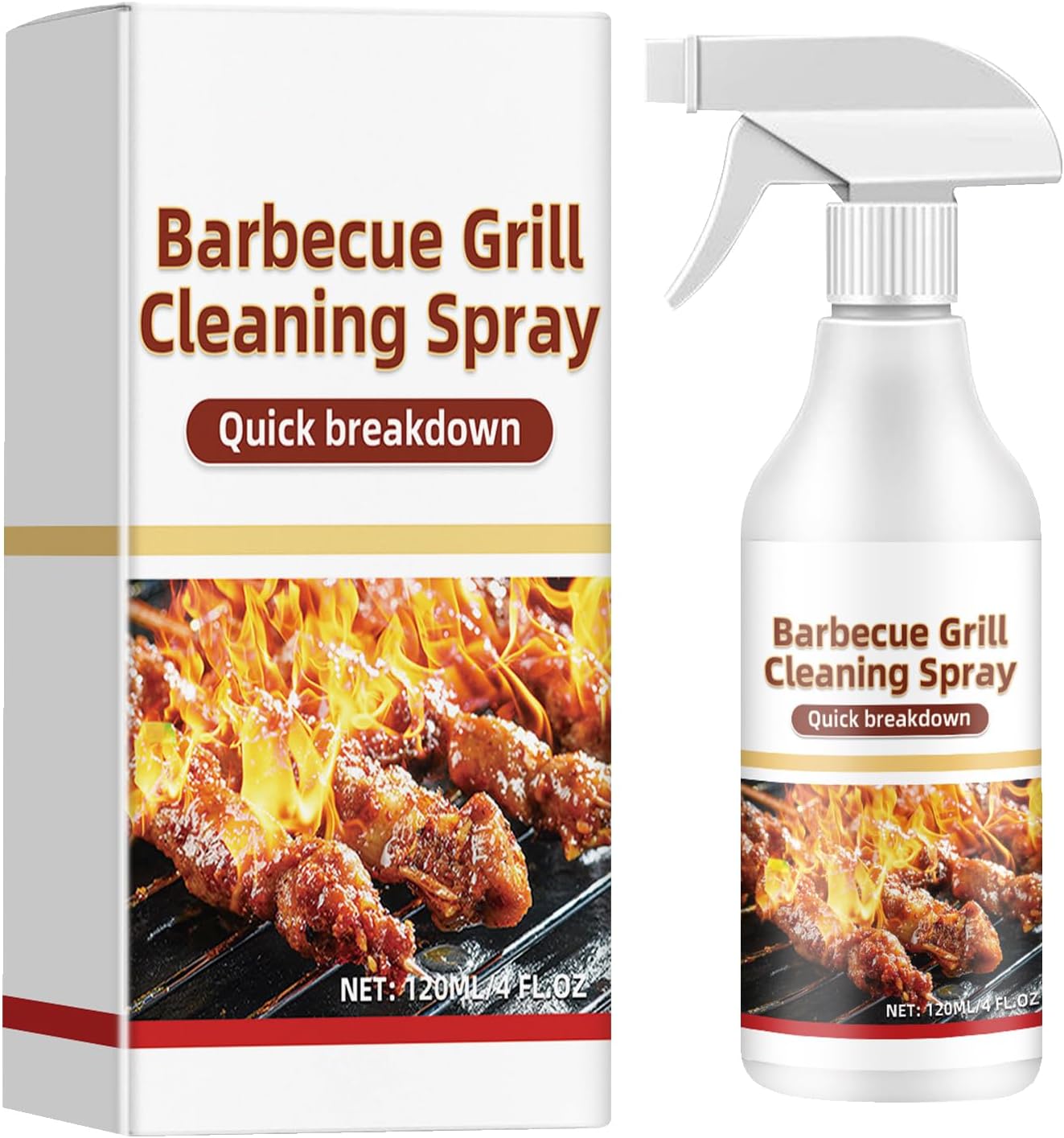 Oven And Grill Cleaner Spray 120ml, No-Stick Barbecue Grill Cleaning Spray, BBQ Grills Grime Remover For Safely Cleans Burnt Food And Grease